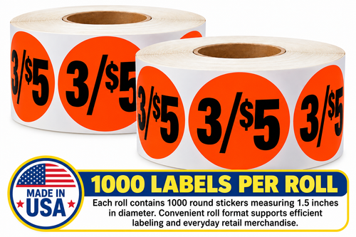 3/$5 Discount Label Stickers, 1.5
