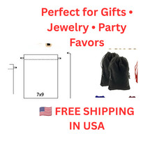 10PCS Velvet Drawstring Gift Bags Jewelry Pouches Wedding Party Favor Black
