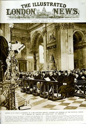 Alter Vintage Druck 1950 Paul's Cathedral Parliament Pre-Election Service 20th