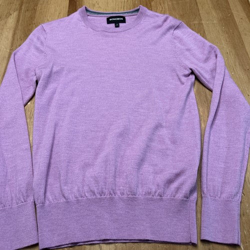 Bonobos Sweater Mens Small Purple Extra Fine Merino Wool Crewneck Pullover