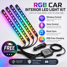 Car LED Interior Lights with Music Sync 72 RGB LEDs, Bluetooth  Remote Control