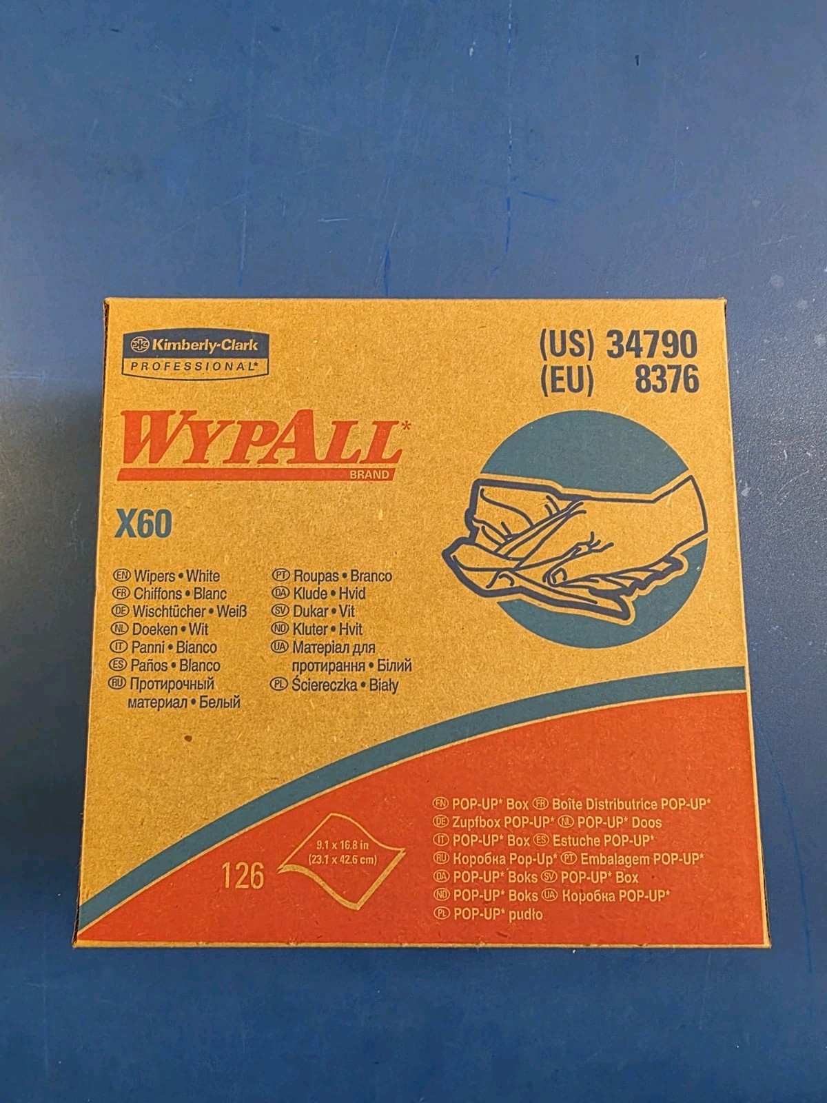 Cleaning Wipes Kimberly Clark Wypall 8376 X60 Pop Up Box 126pcs Catering Garage