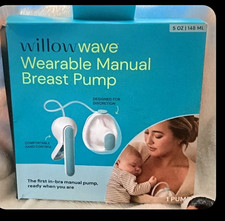Willow Wave Wearable Manual Breast Pump 5 oz 148 mL Blue/White