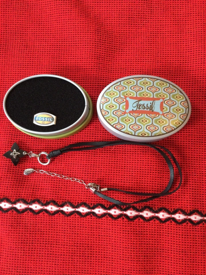 Schöne Fossil Leder Halskette Damen Vintage - Bild 2 von 3