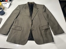 Vtg Bachrach XL Blazer Jacket Houndstooth Sport Coat Brown Tan Tailored Classic