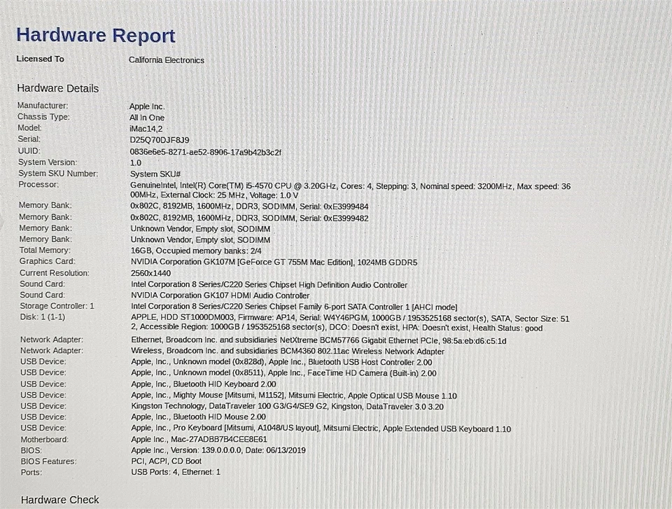 Apple iMac 14,2 A1419 2013 i5 4570 3.20GHZ 27" 16GB RAM 1TB HDD OSX High Sierra - Image 2 of 4