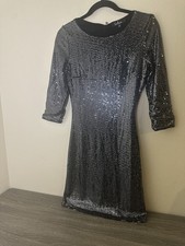 Lulus Sequined Mini Dress Womens Sz S Or XS Black 3/4 Sleeve