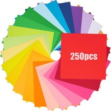 Koogel 250 Sheets Origami Paper Double Sided Color, 6 x 6 Inch/ 80gsm Multi