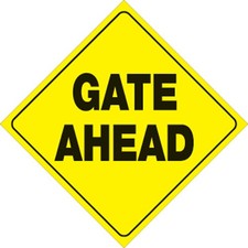 VOSS SIGNS YELLOW PLASTIC REFLECTIVE SIGN 12" - GATE AHEAD 432 GA YR