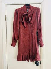 NWT Express Silky Satin 30s Victorian Cottagegoth Snake Print Dress Xs