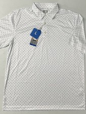 Greg Norman ML75 Men's PlayDry Golf Polo Shirt LARGE Wicking WHITE Short Sleeve