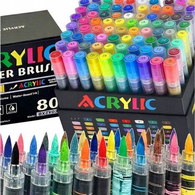 Acrylmarker,  Farben Acrylstifte SET 80 teiliges Pinselmarker Filzspitzen
