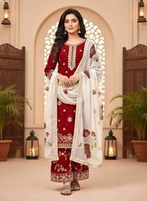 New Attractive Fendy Silk Kurta Palazzo With Dupatta For Women Girls