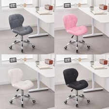 Cushioned Computer Desk Office Home Chair Chrome Legs Adjustable Vanity Stool UK