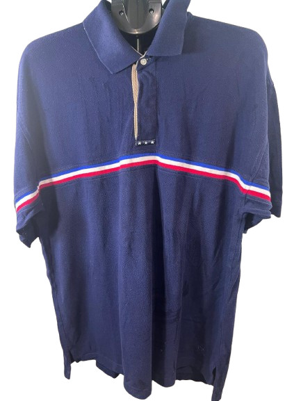 Vintage Tommy Hilfiger Navy Polo Shirt Stars Striped Crest Logo Size XL