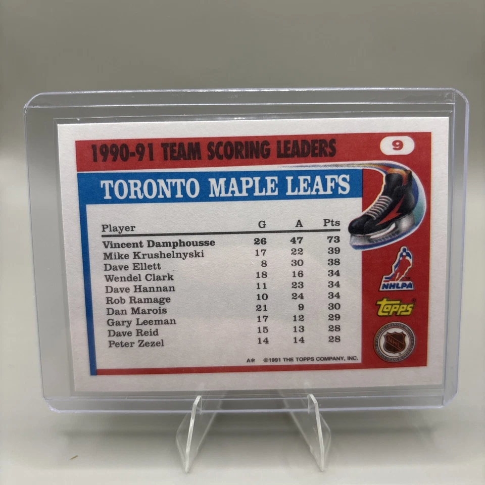 1991-92 Topps - Team Scoring Leaders Vincent Damphousse #9 - Image 2 of 2