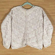 Vintage Jennifer Reed Chunky Hand Knitted Raimie Cotton Sweater Womens M Petite