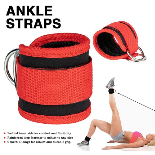 Cable Ankle Straps Gym Workouts Double D-Ring Ankle Cuffs Leg Strength Trainer - Picture 10 of 17