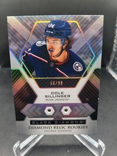 Cole Sillinger Rookie Relic / 99 2020-21 Black Diamond Blue Jackets 