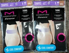 Maidenform ~ 2-Pair Women's Smooth Flexees Thong Panty Black #FP0049 Firm ~ 3XL