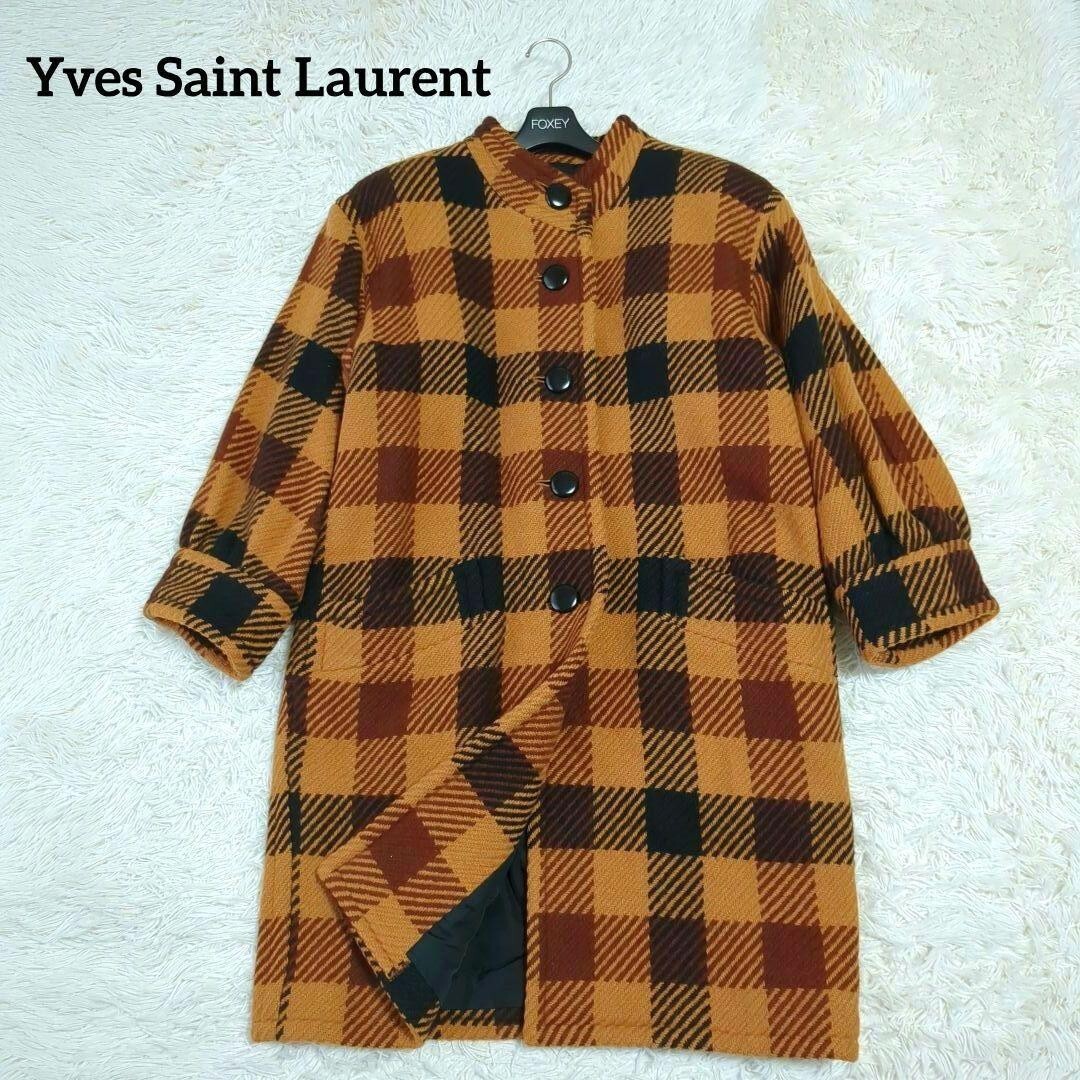 [Ottime condizioni] Cappotto lungo Yves Saint Laurent lana check M vintage donna!!