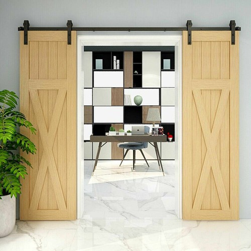 Stahlschiebetür Scheunentür Hardware Kit für Einzel-/Doppeltüren Holztüren 4-16 Fuß - Bild 5 von 29