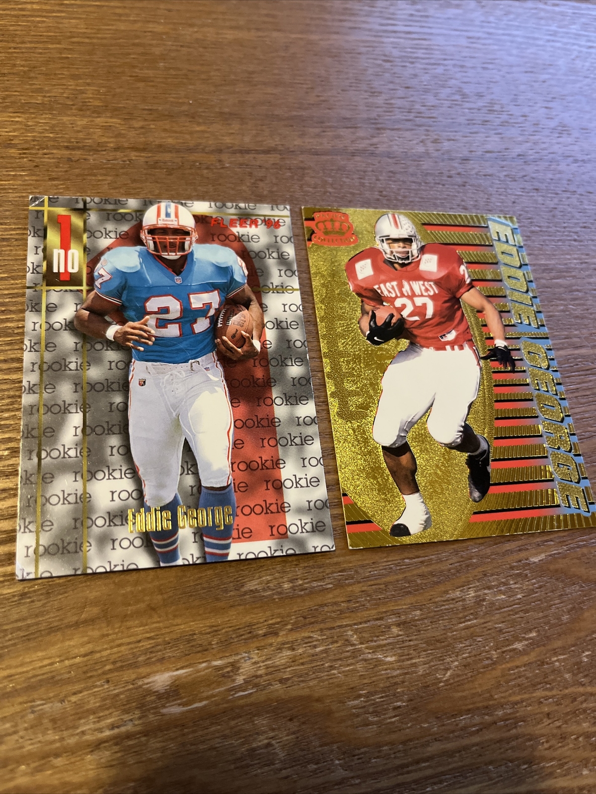 EDDIE GEORGE RC 1996 Pacific Gold #P55 & Fleer No 1 #155 Oilers Football (u)