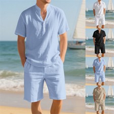 Mens Tracksuit 2-Piece Set Short Sleeve T Shirt Shorts Sweatsuit Outfit Set