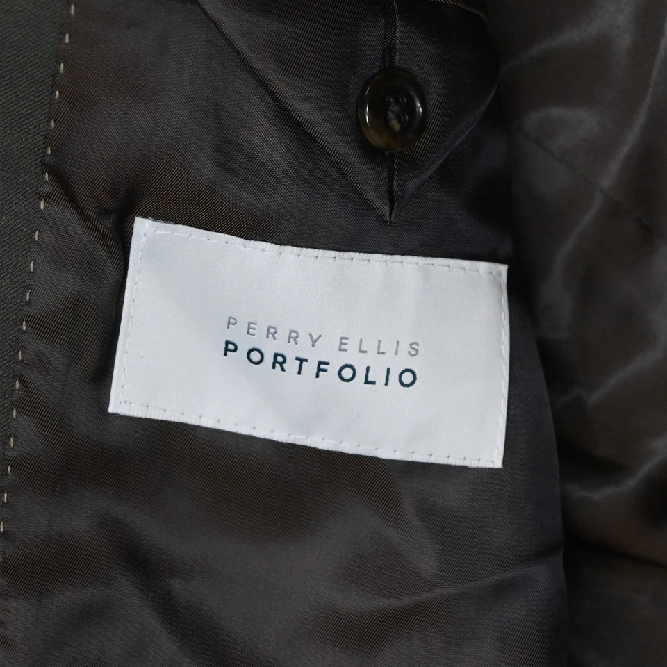 Casaco esportivo Perry Ellis 40L verde 100% lã masculino blazer terno - Imagem 4 de 4