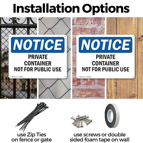 (2 Pack) Private Container Not For Public Use OSHA Notice Sign Decal Metal - Bild 3 von 23