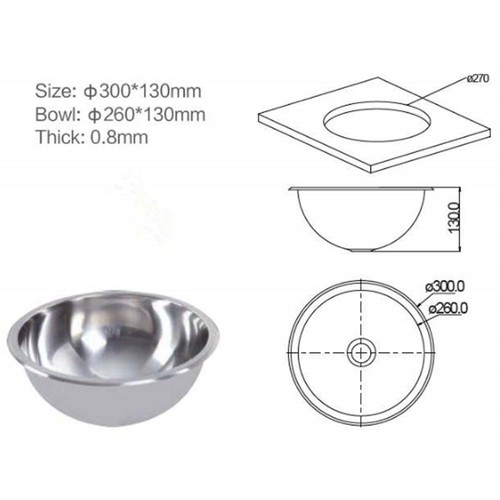 RV Caravan Boat Camper Stainless Steel Hand Wash Bowl Basin Sink Kicthen Bath - Picture 2 of 8