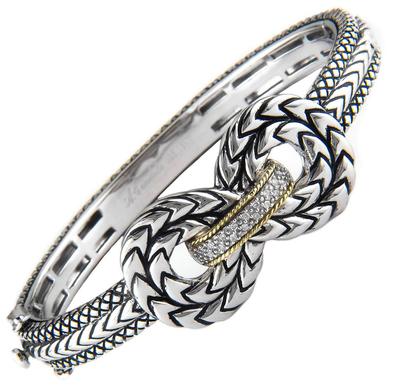 Andrea Candela 18k Yellow Gold & Silver Twist Cable Diamond Bangle ACB240/09