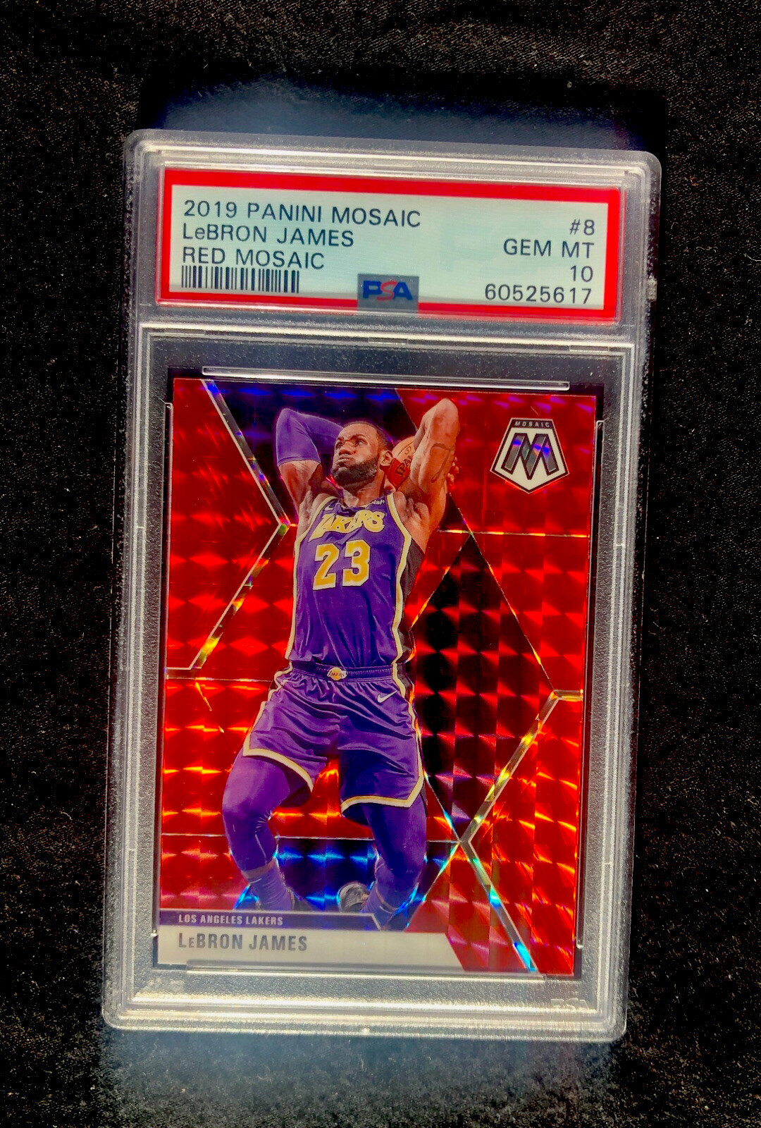 2019-20 Panini Mosaic LeBron James #8 Red Mosaic Prizm PSA 10 Gem Mint