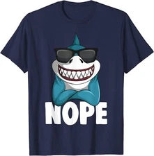 Nope Funny Sharks With Glasses Animal Gift Unisex T-Shirt