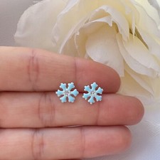 925 Sterling silver snowflake stud earrings Christmas earrings for kids or women