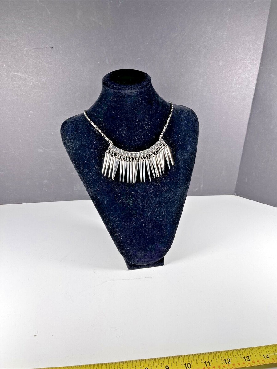 NOS FOREVER 21 Crystal Silver Tone Choker Statement Necklace - Main Image