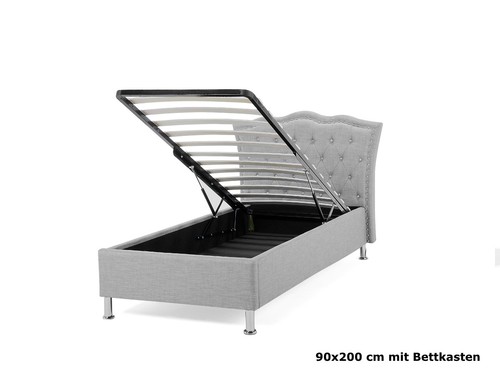 Lit baroque licorne lit en tissu gris avec strass sommier à lattes sommier tissu - Photo 5/8