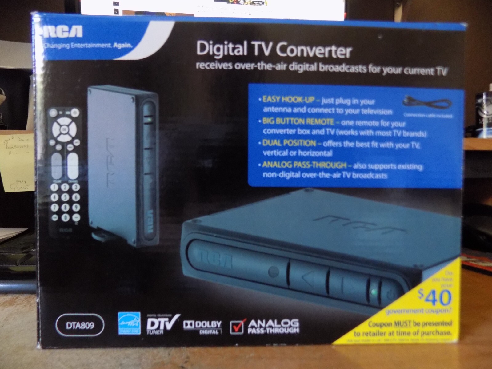 RCA DigitaltoAnalog TV Converter Box DTV Tuner w/ Remote & Cables