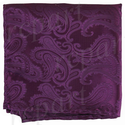 New Brand Q Men microfiber Pocket Square Hankie Only paisley plum