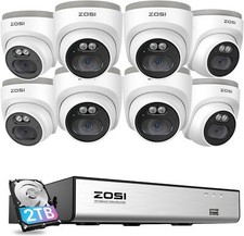 ZOSI 8MP 4K 8CH PoE Home Security Camera System with 2TB AI Human Detection 2TB
