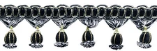 Tassel Fringe Trim, Color# SGB - Silver Grey Black [Sold By The Yard]