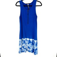 KENSIE Blue Tie Dye Sleeveless Half Front Zip Knee Length Dress Size Medium