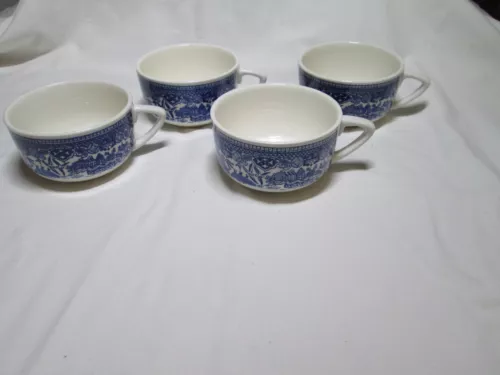 Set of 4 Vintage Willow Ware Royal Ironstone Blue Willow 6 oz Coffee Cups
