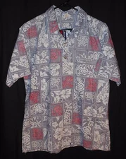 Hawaiian Camp Shirt Barefoot in Paradise Cotton Reverse Print Surf Luau Pool L