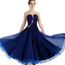 NEW Latin Ballroom Dance Dress Modern Salsa Waltz Standard Long Dress F411