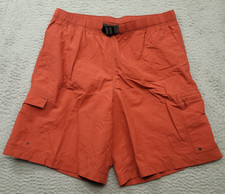 Columbia Men's M Hybrid Cargo Shorts Belted Mesh Lined Rust Water Trail Nylon