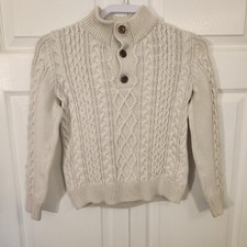 Gap Boys Cable Knit/Chunky Cotton BEIGE Mock neck Sweater Boys Size M-8 GUC