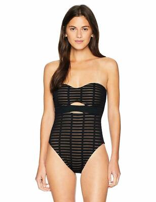 Bandeau Swimwear Kenneth Cole Black One Piece Bathing Suit Bandeau