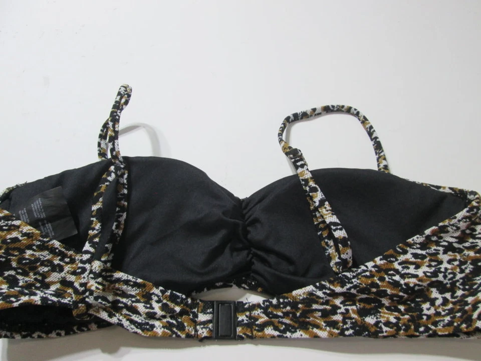 Volcom женщин размер M бикини верхний черный/коричневый беспроводной с подкладкой пятнистый плавать Beachwear - Изображение 2 из 4