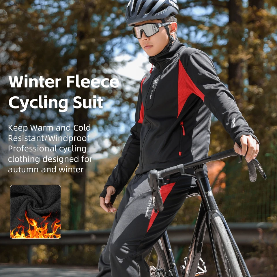 WEST BIKING hermal Cycling Jersey Jacket Pants Suits Windproof Warm Comfortable - Image 4 of 4